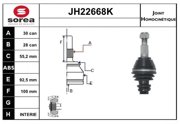 JH22668K SERA Шарнирный комплект, приводной вал (фото 1)