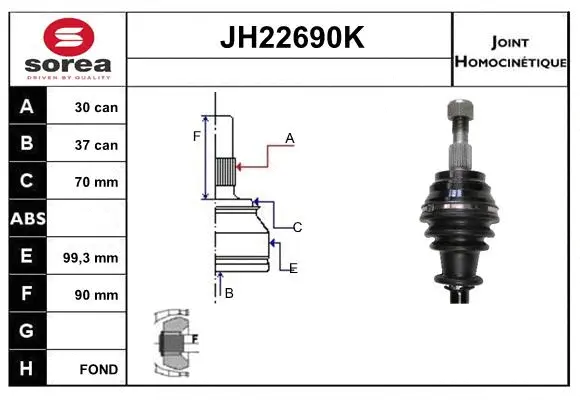 JH22690K SERA Шарнирный комплект, приводной вал (фото 1)