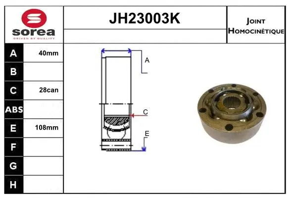 JH23003K SERA Шарнирный комплект, приводной вал (фото 1)