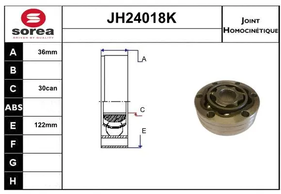 JH24018K SERA Шарнирный комплект, приводной вал (фото 1)