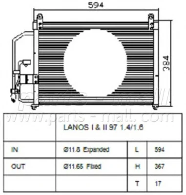 PXNCC-003 PARTS-MALL Радиатор кондиционера (фото 1)