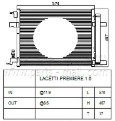 PXNCC-043 PARTS-MALL Радиатор кондиционера (фото 1)