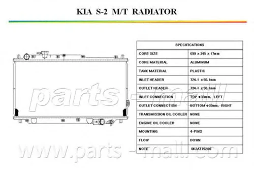 PXNDB-026 PARTS-MALL Радиатор охлаждения двигателя (фото 1)