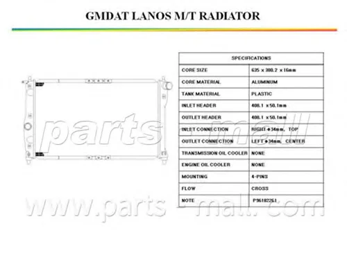 PXNDC-007 PARTS-MALL Радиатор охлаждения двигателя (фото 1)