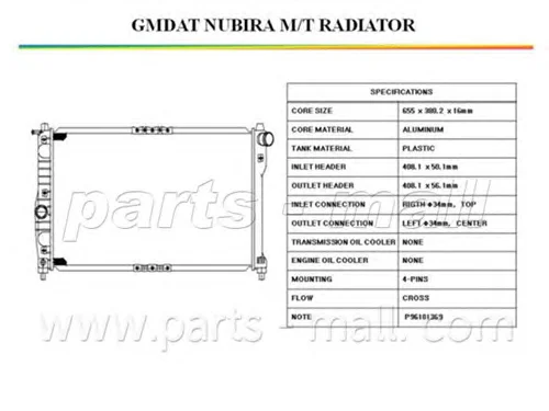 PXNDC-016 PARTS-MALL Радиатор охлаждения двигателя (фото 1)
