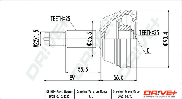 DP2110.10.1213 Dr!ve+ Шарнирный комплект, приводной вал (фото 1)