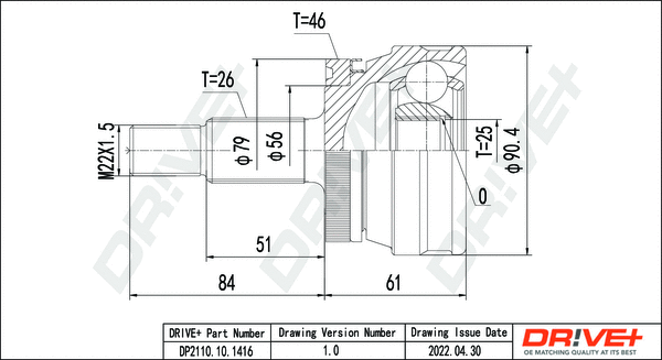 DP2110.10.1416 Dr!ve+ Шарнирный комплект, приводной вал (фото 1)