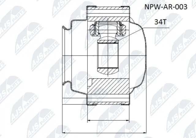 NPW-AR-003 NTY Шарнирный комплект, приводной вал (фото 1)