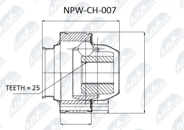 NPW-CH-007 NTY Шарнирный комплект, приводной вал (фото 1)