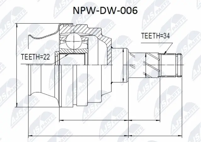 NPW-DW-006 NTY Шарнирный комплект, приводной вал (фото 1)