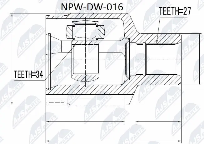NPW-DW-016 NTY Шарнирный комплект, приводной вал (фото 1)