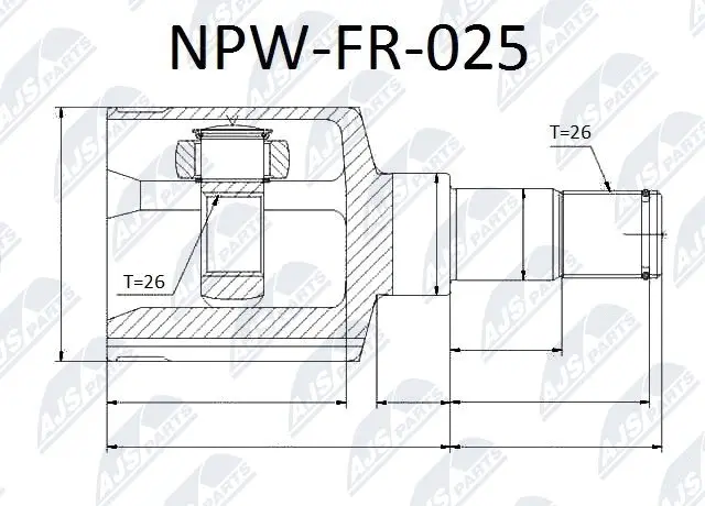 NPW-FR-025 NTY Шарнирный комплект, приводной вал (фото 1)