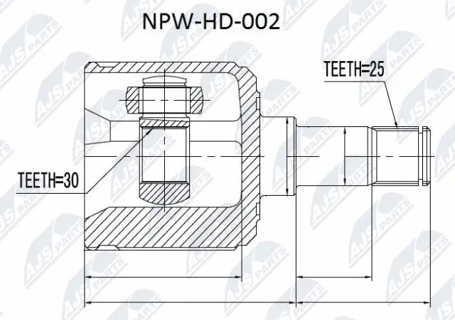NPW-HD-002 NTY Шарнирный комплект, приводной вал (фото 1)
