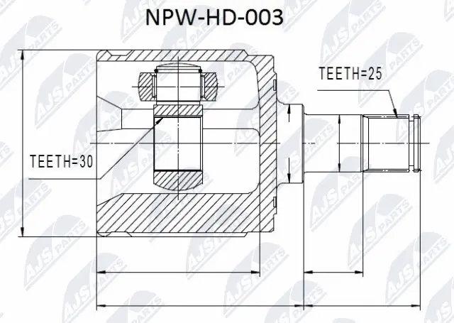 NPW-HD-003 NTY Шарнирный комплект, приводной вал (фото 1)
