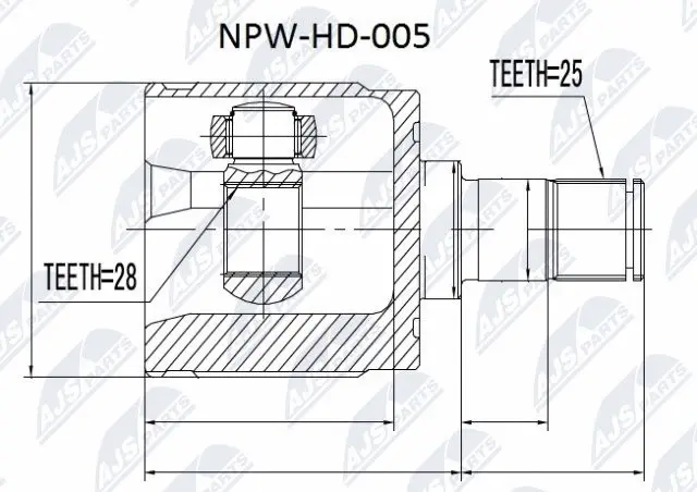 NPW-HD-005 NTY Шарнирный комплект, приводной вал (фото 1)