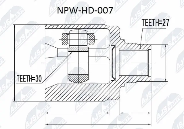 NPW-HD-007 NTY Шарнирный комплект, приводной вал (фото 1)