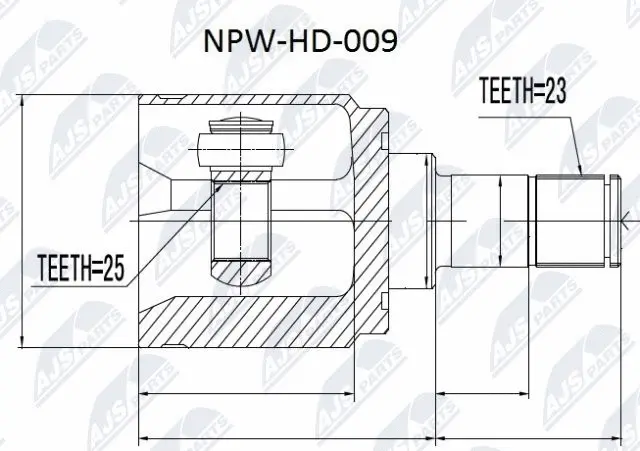 NPW-HD-009 NTY Шарнирный комплект, приводной вал (фото 1)
