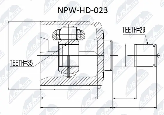 NPW-HD-023 NTY Шарнирный комплект, приводной вал (фото 1)