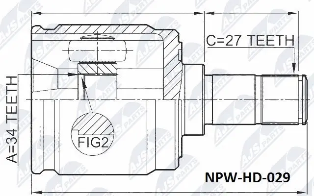 NPW-HD-029 NTY Шарнирный комплект, приводной вал (фото 1)
