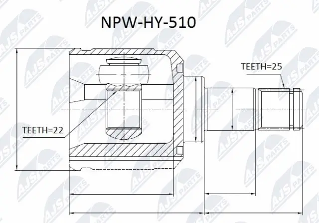 NPW-HY-510 NTY Шарнирный комплект, приводной вал (фото 1)