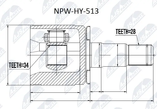 NPW-HY-513 NTY Шарнирный комплект, приводной вал (фото 1)