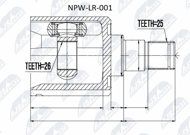 NPW-LR-001 NTY Шарнирный комплект, приводной вал (фото 1)