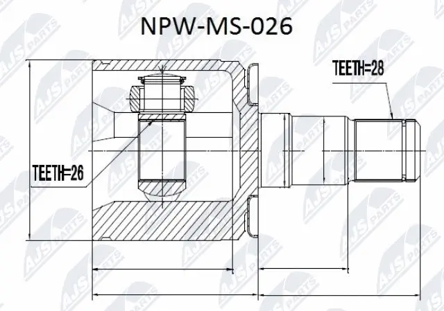 NPW-MS-026 NTY Шарнирный комплект, приводной вал (фото 1)