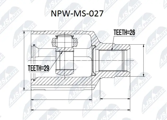 NPW-MS-027 NTY Шарнирный комплект, приводной вал (фото 1)