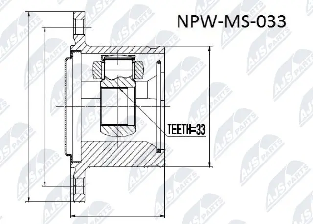 NPW-MS-033 NTY Шарнирный комплект, приводной вал (фото 1)