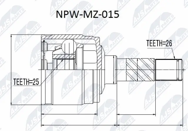 NPW-MZ-015 NTY Шарнирный комплект, приводной вал (фото 1)