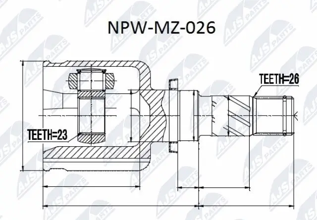 NPW-MZ-026 NTY Шарнирный комплект, приводной вал (фото 1)