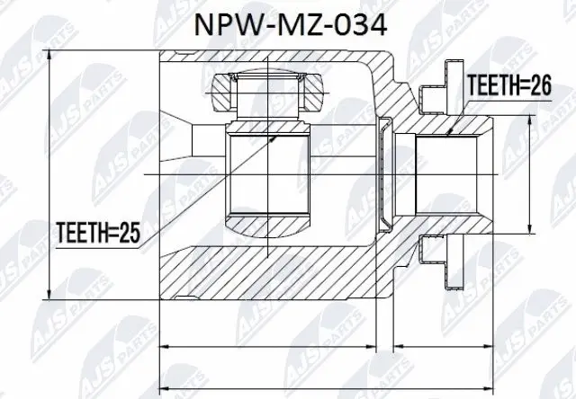 NPW-MZ-034 NTY Шарнирный комплект, приводной вал (фото 1)