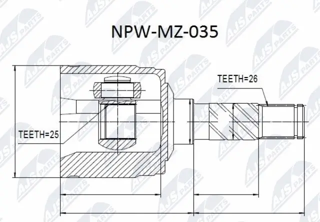 NPW-MZ-035 NTY Шарнирный комплект, приводной вал (фото 1)