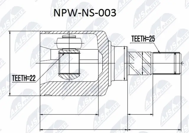 NPW-NS-003 NTY Шарнирный комплект, приводной вал (фото 1)