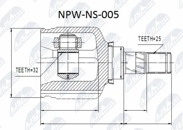 NPW-NS-005 NTY Шарнирный комплект, приводной вал (фото 1)