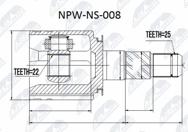 NPW-NS-008 NTY Шарнирный комплект, приводной вал (фото 1)