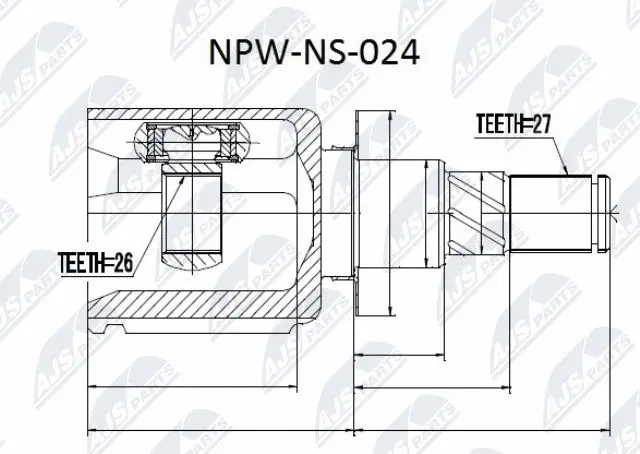 NPW-NS-024 NTY Шарнирный комплект, приводной вал (фото 1)