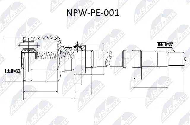 NPW-PE-001 NTY Шарнирный комплект, приводной вал (фото 1)