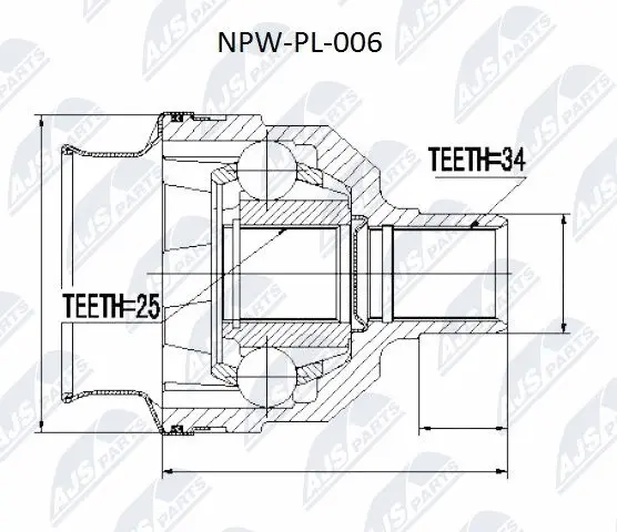 NPW-PL-006 NTY Шарнирный комплект, приводной вал (фото 1)