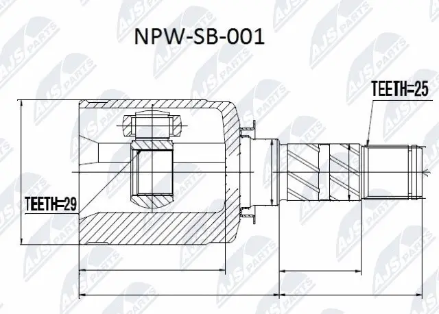 NPW-SB-001 NTY Шарнирный комплект, приводной вал (фото 1)