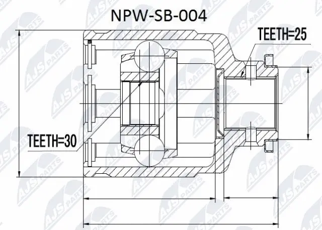 NPW-SB-004 NTY Шарнирный комплект, приводной вал (фото 1)