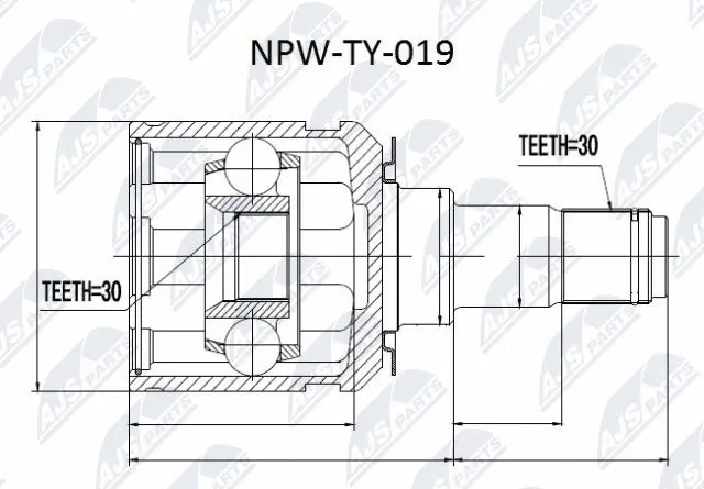 NPW-TY-019 NTY Шарнирный комплект, приводной вал (фото 1)