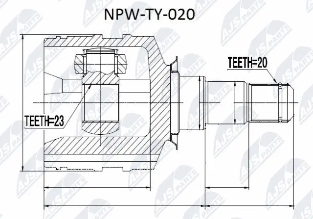 NPW-TY-020 NTY Шарнирный комплект, приводной вал (фото 1)