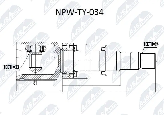 NPW-TY-034 NTY Шарнирный комплект, приводной вал (фото 1)