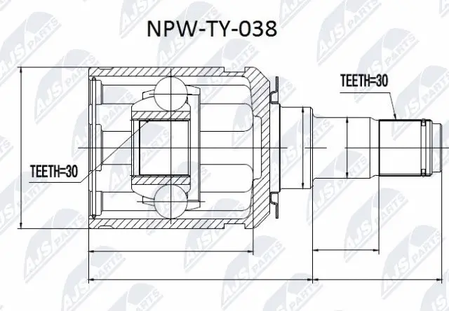 NPW-TY-038 NTY Шарнирный комплект, приводной вал (фото 1)