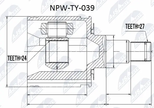 NPW-TY-039 NTY Шарнирный комплект, приводной вал (фото 1)