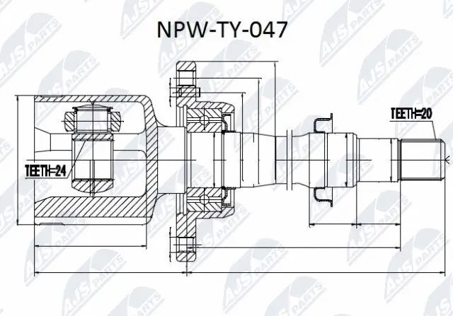 NPW-TY-047 NTY Шарнирный комплект, приводной вал (фото 1)