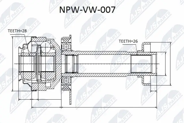 NPW-VW-007 NTY Шарнирный комплект, приводной вал (фото 1)