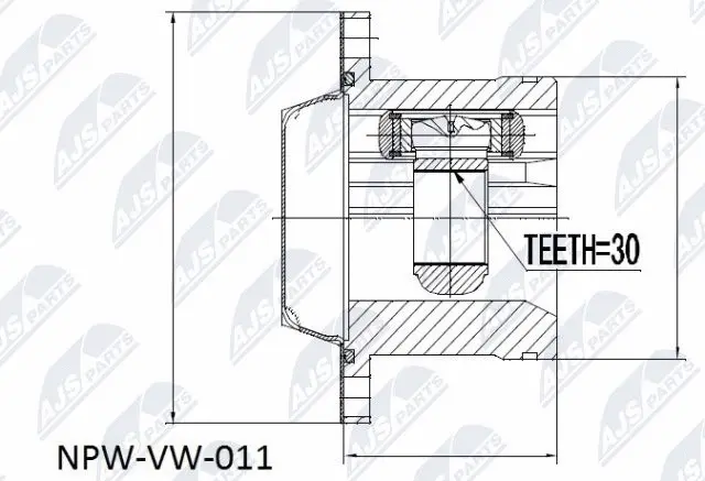 NPW-VW-011 NTY Шарнирный комплект, приводной вал (фото 1)