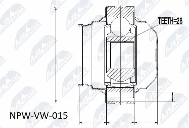 NPW-VW-015 NTY Шарнирный комплект, приводной вал (фото 1)